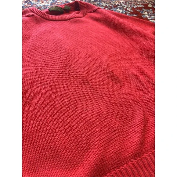 VINTAGE 90s Eddie Bauer Red Heavyweight Knit Sweater Size Large - Picture 2 of 5